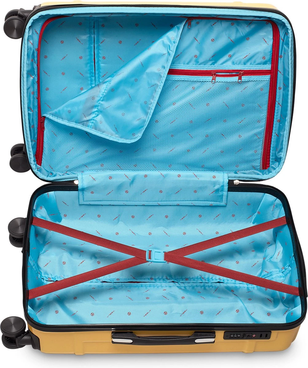 Tesla PC - Reiskoffer - 65 Cm - 4 Wielen - Geel 5 Tesla PC - Reiskoffer - 65 Cm - 4 Wielen - Geel - Afbeelding 3