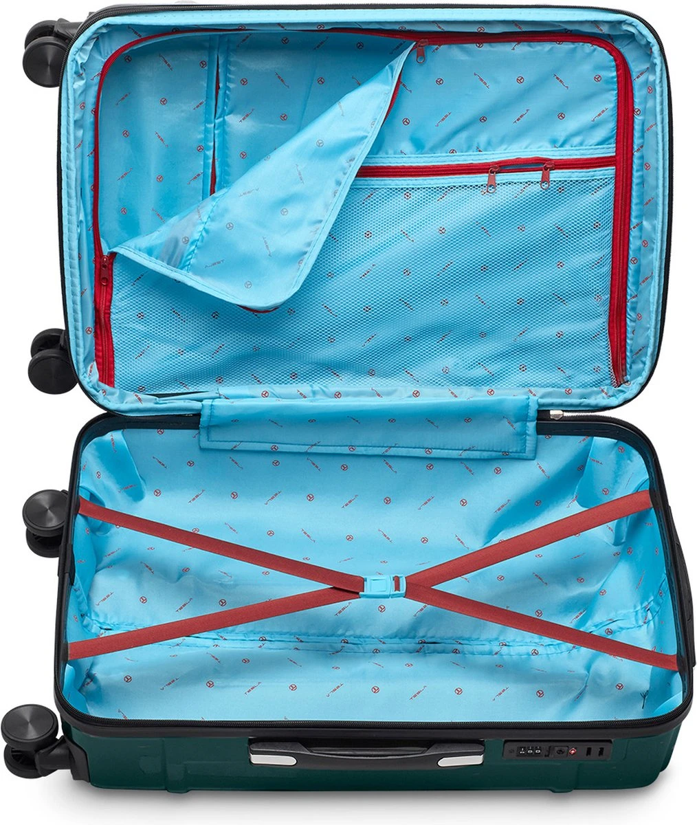 Tesla PC - Reiskoffer - 65 Cm - 4 Wielen - Groen 5 Tesla PC - Reiskoffer - 65 Cm - 4 Wielen - Groen - Afbeelding 3