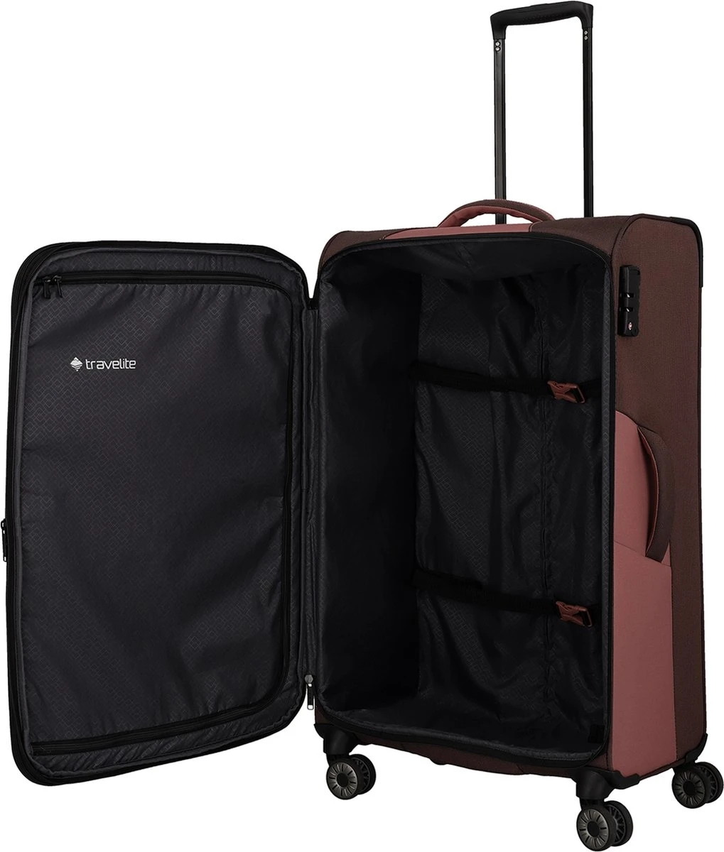 Travelite Zachte Koffer / Trolley / Reiskoffer - Viia - 77 Cm (XL) - Roze 14 Travelite Zachte Koffer / Trolley / Reiskoffer - Viia - 77 Cm (XL) - Roze - Afbeelding 12