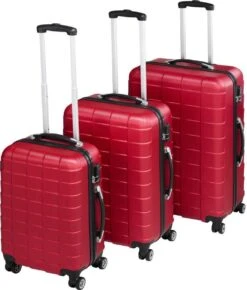 Tectake - Kofferset Trolleyset Reisset - 3-dlg Hardshell Wijnrood - 402670