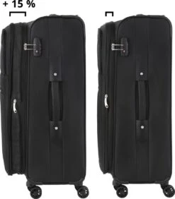 TravelZ Softspinner TSA Kofferset - 2-delig Handbagage + Grote Koffer 77cm - Dubbele Wielen - Zwart -Goedkope Bagage Winkel 1050x1200 10