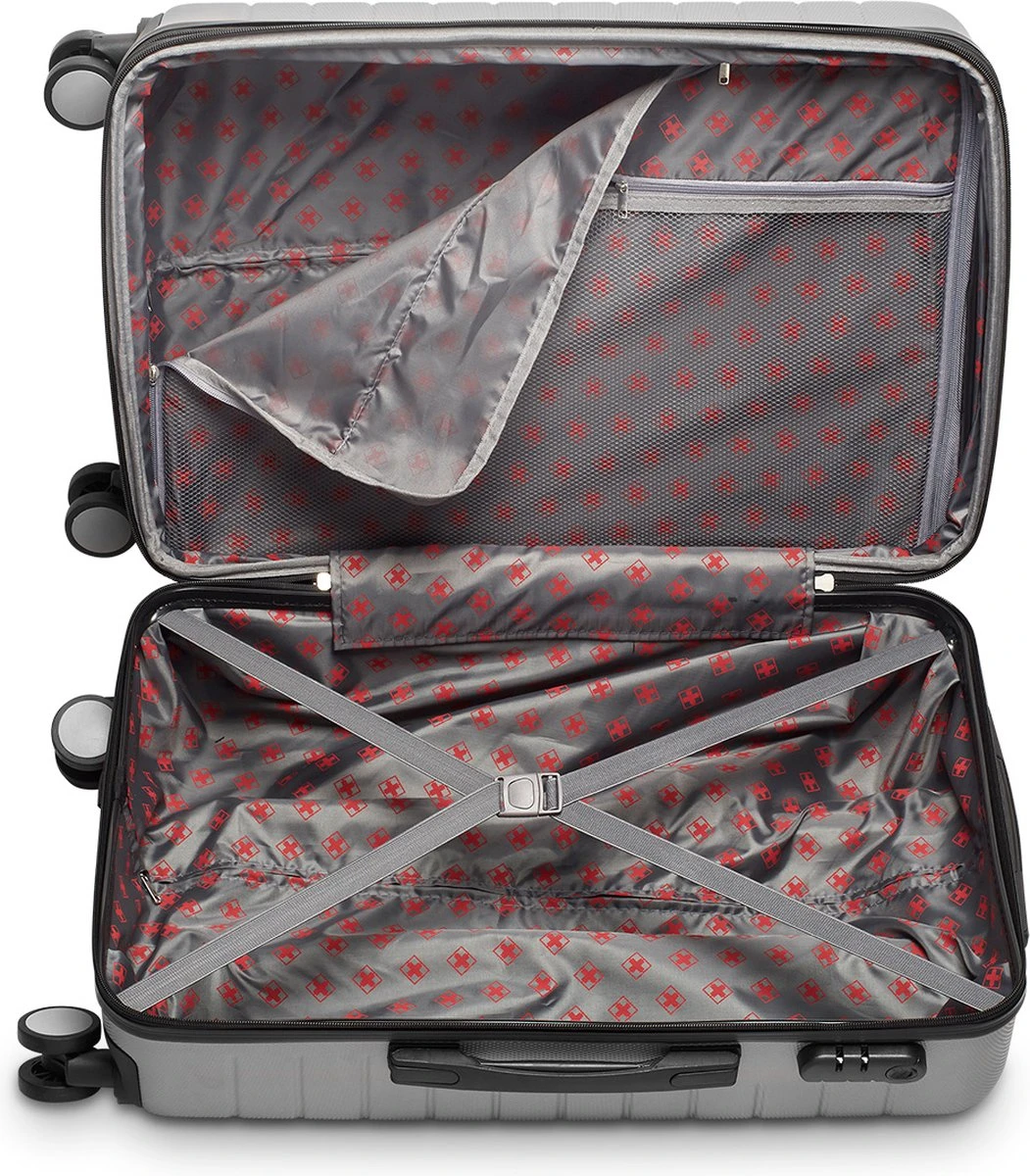 Swiss Alpine 2.0 - Reiskoffer - 67 Cm - 4 Wielen - Zilver 5 Swiss Alpine 2.0 - Reiskoffer - 67 Cm - 4 Wielen - Zilver - Afbeelding 3