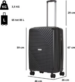 CarryOn Transport TSA Reiskoffer - Trolley 67cm Met Expander - OKOBAN - YKK Ritsen - Dubbele Wielen - Zwart -Goedkope Bagage Winkel 1103x1200 3