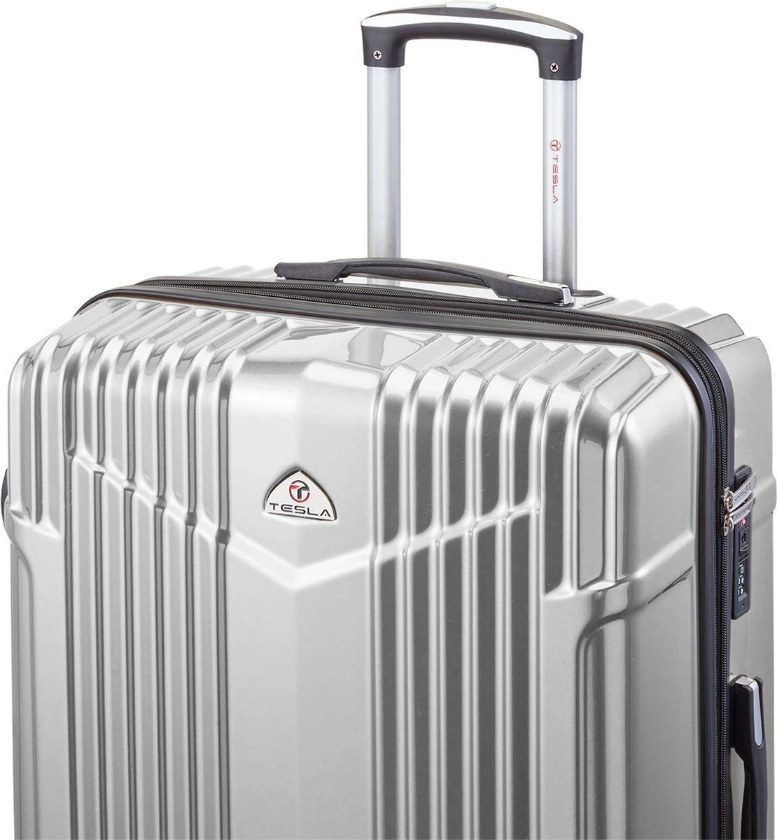 Tesla PC - Reiskoffer - 75 Cm - 4 Wielen - Zilver 6 Tesla PC - Reiskoffer - 75 Cm - 4 Wielen - Zilver - Afbeelding 4