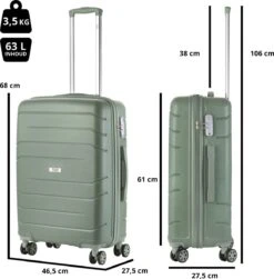 TravelZ Big Bars Reiskoffer 68 Cm Met Dubbele Wielen - Trolley Koffer Met TSA-slot - Olijf -Goedkope Bagage Winkel 1183x1200 2