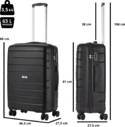 TravelZ Big Bars Reiskoffer 68 Cm Met Dubbele Wielen - Trolley Koffer Met TSA-slot - Zwart -Goedkope Bagage Winkel 1183x1200 4
