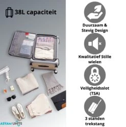 Asyam Units- Handbagage- Invouwbaar- Koffer- Koffer 38L- Spinner Wielen- TSA Slot- Lichtgewicht- Zwart -Goedkope Bagage Winkel 1190x1200 2