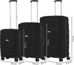 CarryOn Porter ® Kofferset - TSA Trolleyset 3-delig Met OKOBAN - Dubbele Wielen - Zwart -Goedkope Bagage Winkel 1200x1062