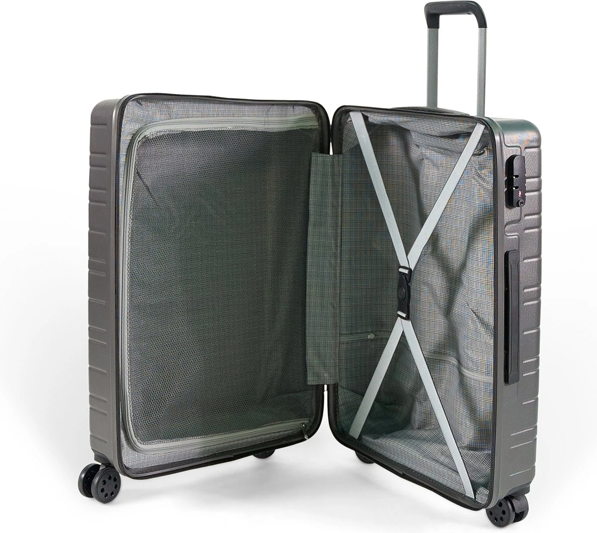 ©TROLLEYZ - Amsterdam No.9 - Reiskoffer 69cm Met TSA Slot - Dubbele Wielen - 360° Spinners - 100% ABS - Reiskoffer In Cloudy Grey 6 ©TROLLEYZ - Amsterdam No.9 - Reiskoffer 69cm Met TSA Slot - Dubbele Wielen - 360° Spinners - 100% ABS - Reiskoffer In Cloudy Grey - Afbeelding 4