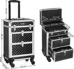 Cosmetic Case Trolley - Professionele Make-up Case - Kapperskoffer Met 4 Uitneembare Wielen -Goedkope Bagage Winkel 1200x1116 1