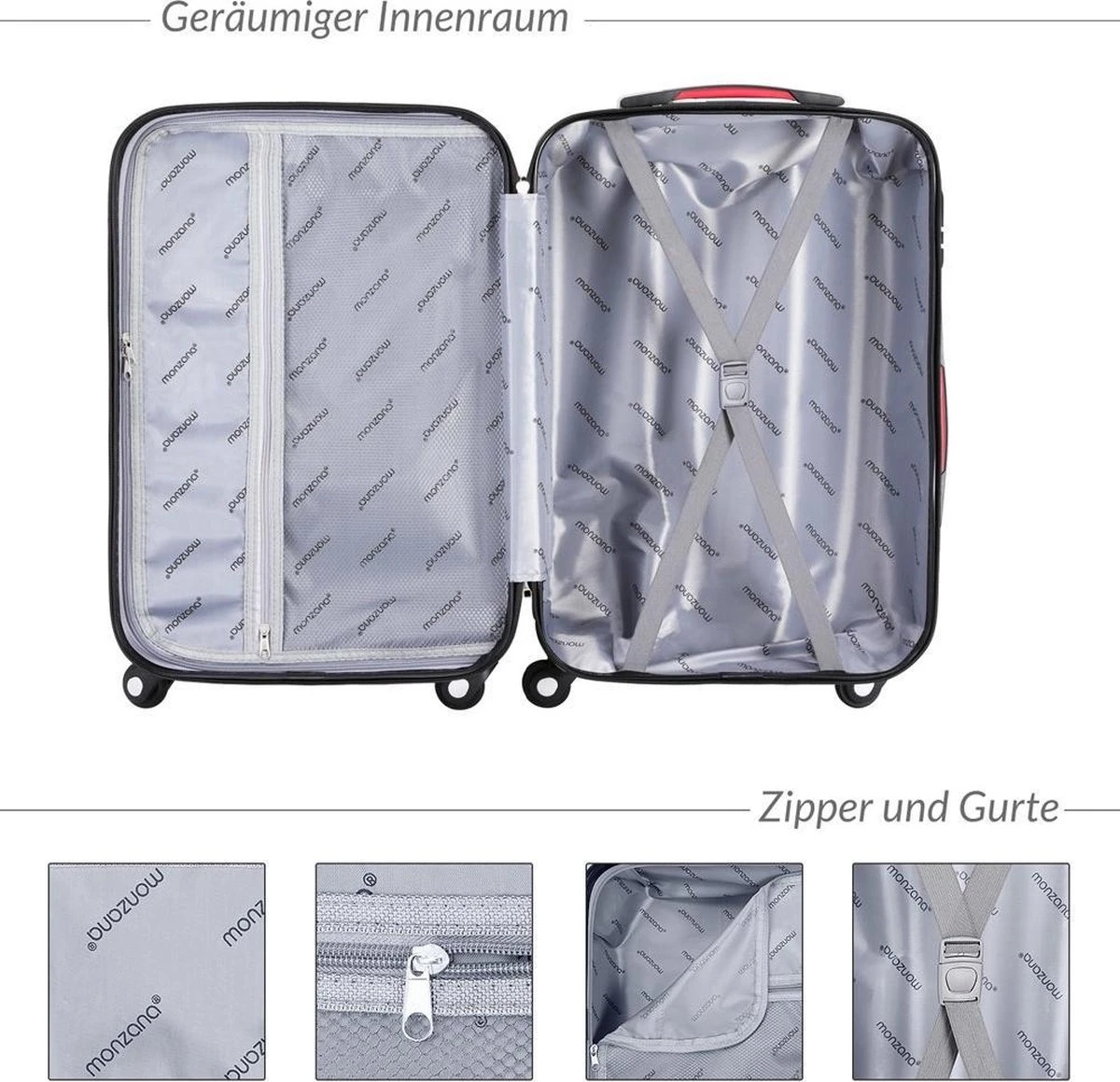 Monzana Koffer Hardcase - Basislijn / M - Zwart 3 Monzana Koffer Hardcase - Basislijn / M - Zwart - Afbeelding 2