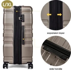 Merax 3-delig Kofferset Met TSA Slot - Trolleyset ABS 40L, 70L & 110 Liter - Goud -Goedkope Bagage Winkel 1200x1180 10