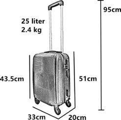 Handbagage Koffer 51cm 4 Wielen Trolley - Zilver -Goedkope Bagage Winkel 1200x1186