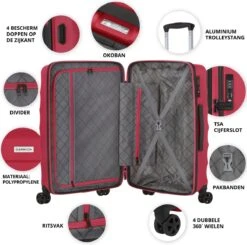 CarryOn Porter ® Kofferset - TSA Trolleyset 3-delig Met OKOBAN - Dubbele Wielen - Rood -Goedkope Bagage Winkel 1200x1191 9