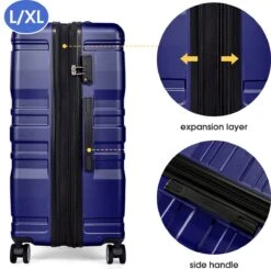 Merax 3-delig Kofferset Met TSA Slot - Trolleyset ABS 40L, 70L & 110 Liter - Blauw -Goedkope Bagage Winkel 1200x1192 4