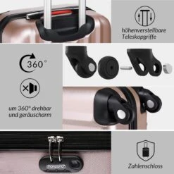Monzana Hardcase Kofferset 4 Delig - Baseline Beautycase/M/L/XL - Rosé -Goedkope Bagage Winkel 1200x1198 11