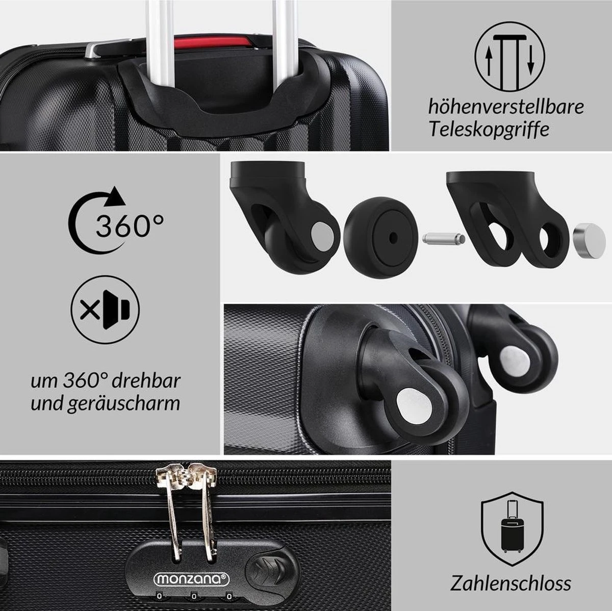 Monzana Koffer Hardcase - Basislijn / M - Zwart 4 Monzana Koffer Hardcase - Basislijn / M - Zwart - Afbeelding 3