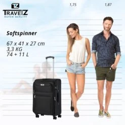 Travelz Softspinner TSA Reiskoffer 67cm - Zachte Reiskoffer Met Expander - Zwart 15 Travelz Softspinner TSA Reiskoffer 67cm - Zachte Reiskoffer Met Expander - Zwart -Goedkope Bagage Winkel 1200x1199 13