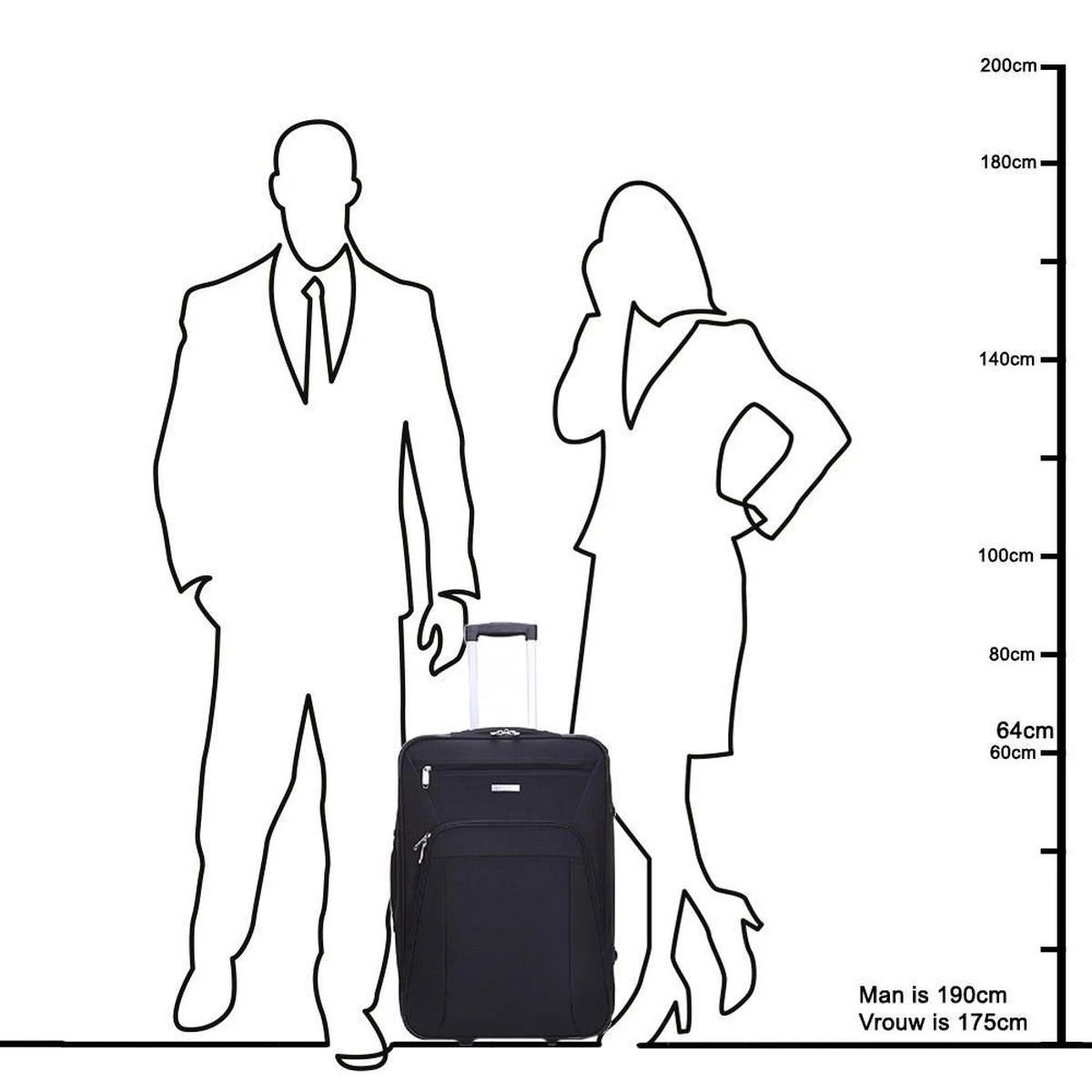 Decent Basic-Line Medium Trolley 63 Cm - Zwart 9 Decent Basic-Line Medium Trolley 63 Cm - Zwart - Afbeelding 7