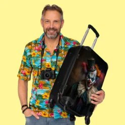 NoBoringSuitcases.com® Koffer Groot - Clown - Hoed - Kraag - Portret - Killer Clown - Trolley Koffer Met TSA-slot - Met Wielen - 90 Liter - Reiskoffer - 66 Cm -Goedkope Bagage Winkel 1200x1200 1033