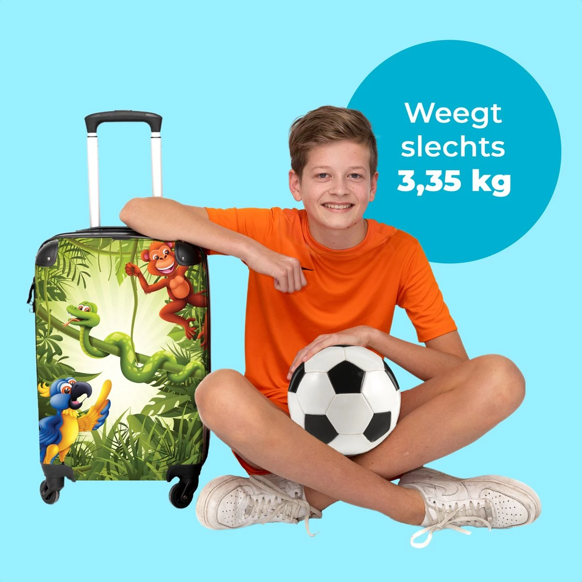 NoBoringSuitcases.com® Koffer Groot - Jungle - Dieren - Groen - Kinderen - Trolley Koffer Met TSA-slot - Met Wielen - 90 Liter - Reiskoffer - 66 Cm 4 NoBoringSuitcases.com® Koffer Groot - Jungle - Dieren - Groen - Kinderen - Trolley Koffer Met TSA-slot - Met Wielen - 90 Liter - Reiskoffer - 66 Cm - Afbeelding 2