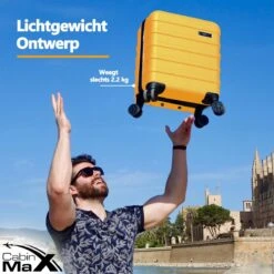 CabinMax Handbagage Koffer - Trolley 30L - Harde Reiskoffer - 45x36x20cm - Lichtgewicht - Groot Capaciteit - Geel -Goedkope Bagage Winkel 1200x1200 135