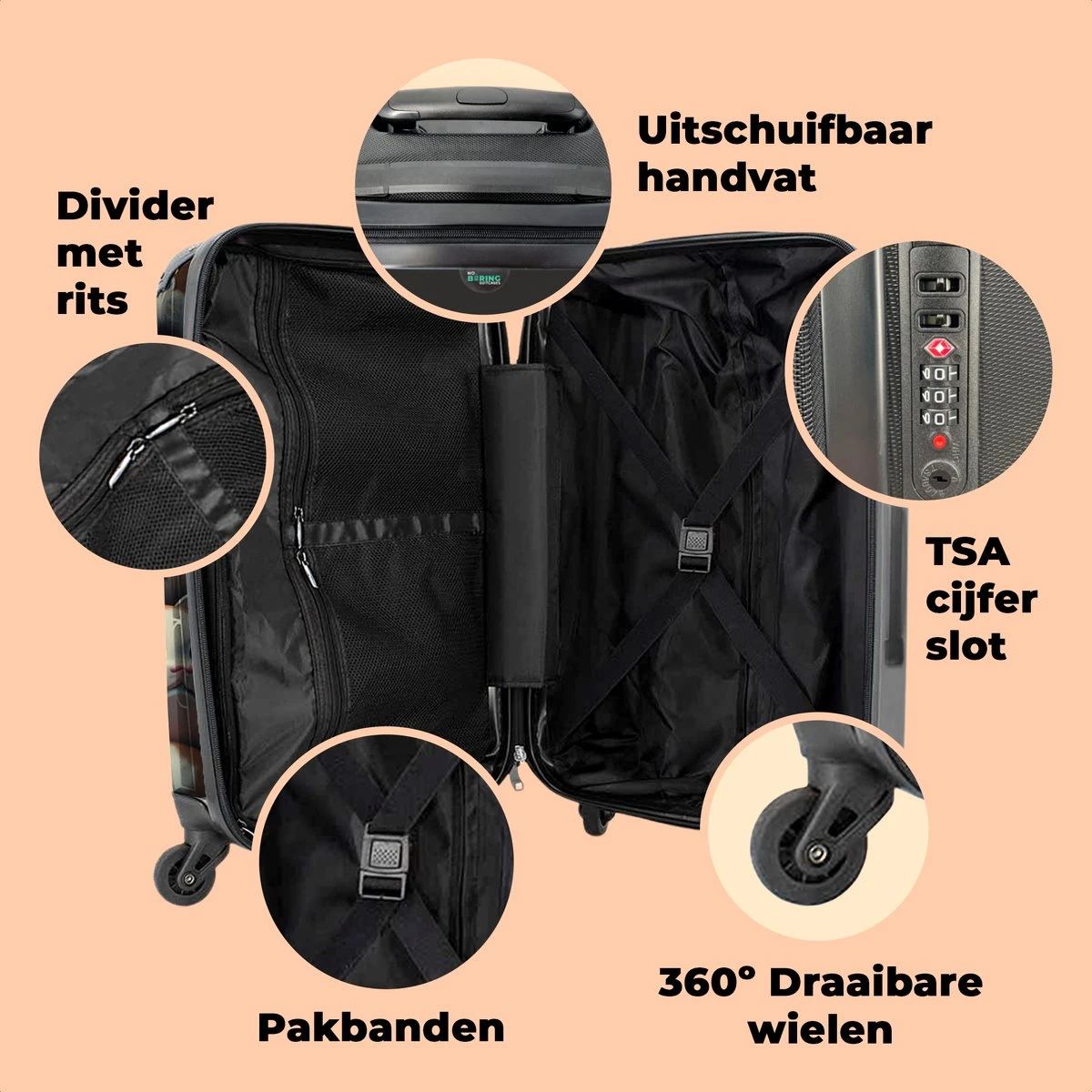 NoBoringSuitcases.com® Koffer Groot - Kat - Huisdieren - Poes - Bruin - Grijs - Trolley Koffer Met TSA-slot - Met Wielen - 90 Liter - Reiskoffer - 66 Cm 6 NoBoringSuitcases.com® Koffer Groot - Kat - Huisdieren - Poes - Bruin - Grijs - Trolley Koffer Met TSA-slot - Met Wielen - 90 Liter - Reiskoffer - 66 Cm - Afbeelding 4