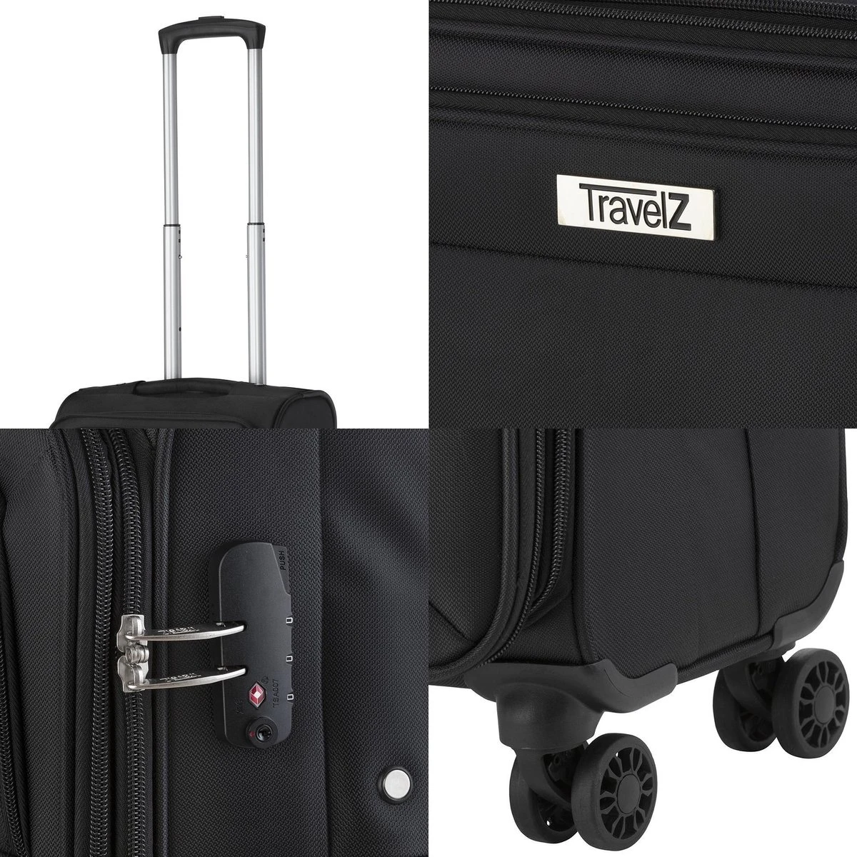 Travelz Softspinner TSA Reiskoffer 77cm - Zachte Reiskoffer Met Expander 104 + 16 Ltr - Zwart 7 Travelz Softspinner TSA Reiskoffer 77cm - Zachte Reiskoffer Met Expander 104 + 16 Ltr - Zwart - Afbeelding 5