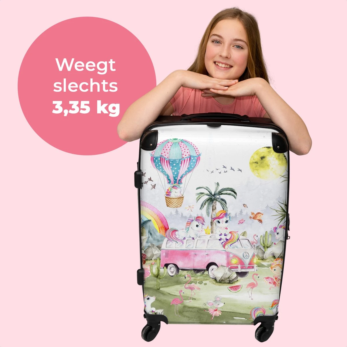 NoBoringSuitcases.com® Koffer Groot - Eenhoorn - Luchtballon - Meisjes - Regenboog - Trolley Koffer Met TSA-slot - Met Wielen - 90 Liter - Reiskoffer - 66 Cm 4 NoBoringSuitcases.com® Koffer Groot - Eenhoorn - Luchtballon - Meisjes - Regenboog - Trolley Koffer Met TSA-slot - Met Wielen - 90 Liter - Reiskoffer - 66 Cm - Afbeelding 2