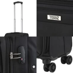 TravelZ Softspinner TSA Kofferset - 2-delig Handbagage + Grote Koffer 77cm - Dubbele Wielen - Zwart -Goedkope Bagage Winkel 1200x1200 2017