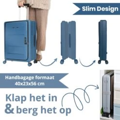 Asyam Units- Handbagage- Invouwbaar- Koffer- Koffer 38L- Spinner Wielen- TSA Slot- Lichtgewicht- Blauw -Goedkope Bagage Winkel 1200x1200 209