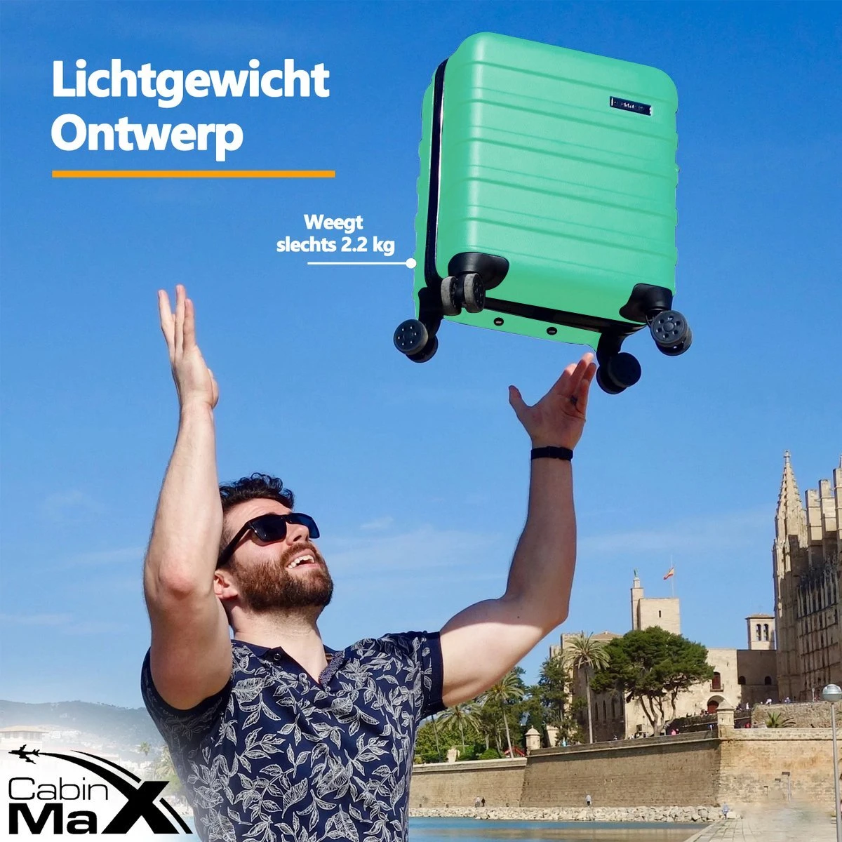 CabinMax Handbagage Koffer - Trolley 30L - Harde Reiskoffer - 45x36x20cm - Lichtgewicht - Groot Capaciteit - Mint Green 4 CabinMax Handbagage Koffer - Trolley 30L - Harde Reiskoffer - 45x36x20cm - Lichtgewicht - Groot Capaciteit - Mint Green - Afbeelding 2
