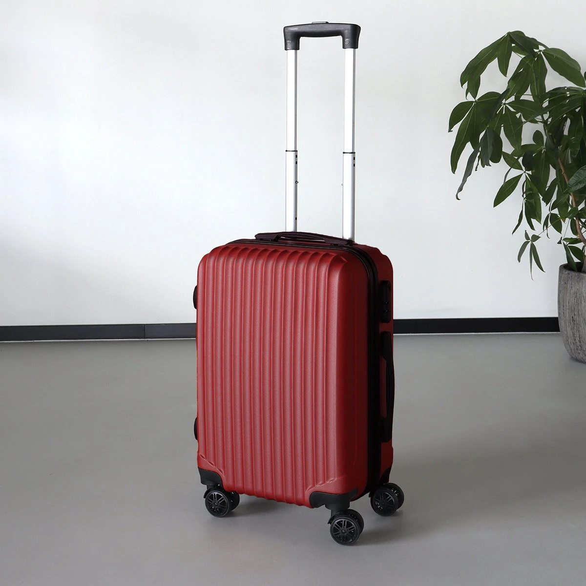 Handbagage Koffer 55cm Rood 4 Wielen Trolley Met Pin Slot 3 Handbagage Koffer 55cm Rood 4 Wielen Trolley Met Pin Slot