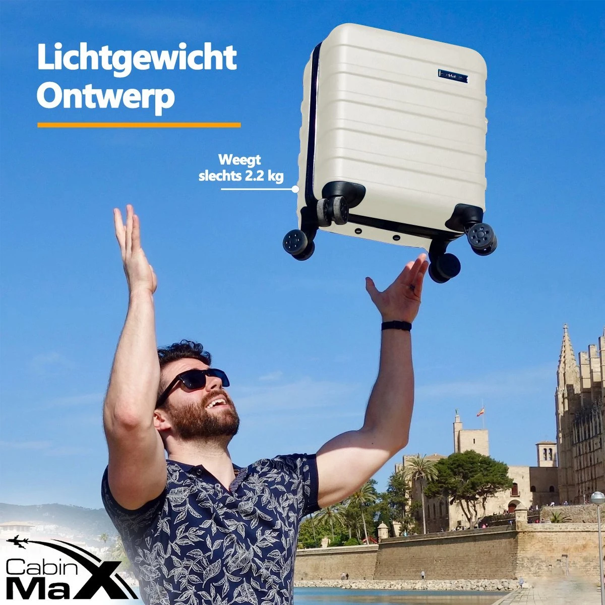 CabinMax Handbagage Koffer - Trolley 30L - Harde Reiskoffer - 45x36x20cm - Lichtgewicht - Groot Capaciteit - Wit 5 CabinMax Handbagage Koffer - Trolley 30L - Harde Reiskoffer - 45x36x20cm - Lichtgewicht - Groot Capaciteit - Wit - Afbeelding 3