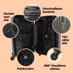 NoBoringSuitcases.com® Kinderkoffer - Handbagage Kinderen - Kitten - Skateboard - Roze - Meisjes - Kinderen - Trollet Op Wieltjes - Past Binnen 55x40x20 Cm En 55x35x25 Cm - Koffer Meisje -Goedkope Bagage Winkel 1200x1200 769