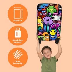 NoBoringSuitcases.com® Koffer - Monster - Bloemen - Regenboog - Design - Grappig - Past Binnen 55x40x20 Cm En 55x35x25 Cm - Handbagage - Trolley - Fotokoffer - Cabin Size - Print -Goedkope Bagage Winkel 1200x1200 775