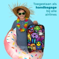 NoBoringSuitcases.com® Koffer - Monster - Bloemen - Regenboog - Design - Grappig - Past Binnen 55x40x20 Cm En 55x35x25 Cm - Handbagage - Trolley - Fotokoffer - Cabin Size - Print -Goedkope Bagage Winkel 1200x1200 777