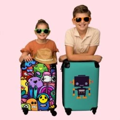 NoBoringSuitcases.com® Koffer - Monster - Bloemen - Regenboog - Design - Grappig - Past Binnen 55x40x20 Cm En 55x35x25 Cm - Handbagage - Trolley - Fotokoffer - Cabin Size - Print -Goedkope Bagage Winkel 1200x1200 779