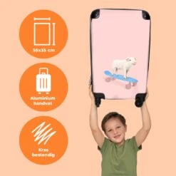 NoBoringSuitcases.com® Kinderkoffer - Trolley Kinderen - Varken - Roze - Skateboard - Kinderen - Meisje - Koffer Dieren - Past Binnen 55x40x20 Cm En 55x35x25 Cm - Reiskoffer Met Wielen -Goedkope Bagage Winkel 1200x1200 802