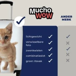 MuchoWow® Koffer - Kat - Rood - Kitten - Meisjes - Kinderen - Jongens - Kindje - Past Binnen 55x40x20 Cm En 55x35x25 Cm - Handbagage - Trolley - Fotokoffer - Cabin Size - Print -Goedkope Bagage Winkel 1200x1200 868