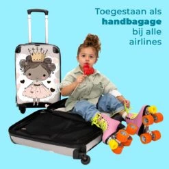NoBoringSuitcases.com® Kinderkoffer - Trolley Op Wieltjes - Prinses - Hartjes - Kroon - Roze - Meisjes - Koffer Meisje - Past Binnen 55x40x20 Cm En 55x35x25 Cm - Reiskoffer - Fotokoffer -Goedkope Bagage Winkel 1200x1200 927