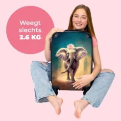 NoBoringSuitcases.com® Koffer - Handbagage Trolley - Olifant - Verf - Bloemen - Portret - Abstract - Reiskoffer Met Wielen - Past Binnen 55x40x20 Cm En 55x35x25 Cm - Koffertje - Fotokoffer -Goedkope Bagage Winkel 1200x1200 975