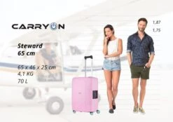 CarryOn Steward TSA Reiskoffer - 65cm Trolley Met Kliksloten - Dubbele Wielen - Roze -Goedkope Bagage Winkel 1200x847