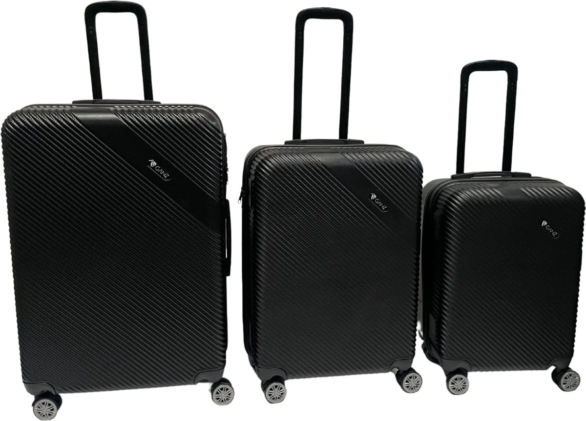 Ganz-Kofferset-3-delig-Zwart-Abs-Lichtgewicht-Trolley