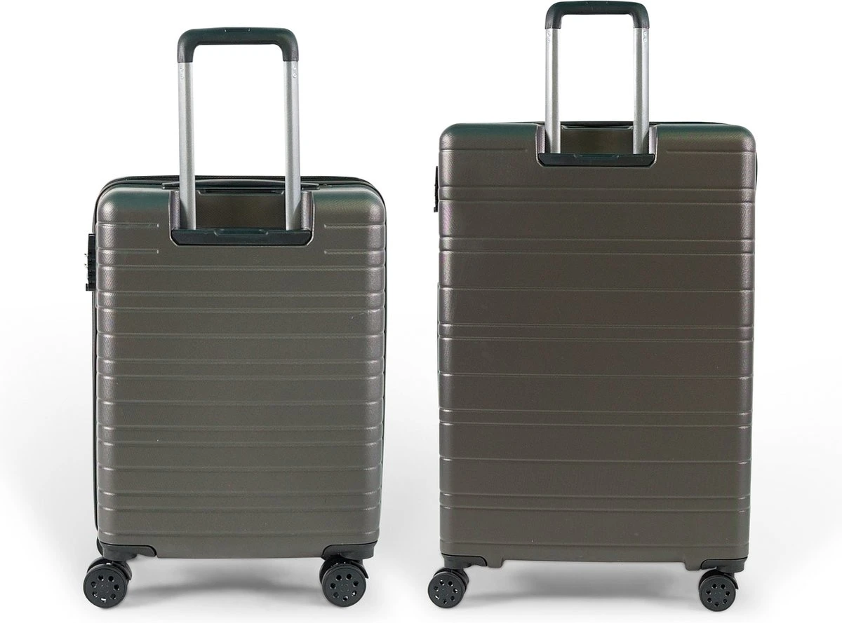 ©TROLLEYZ - Amsterdam No.9 - Kofferset 2 Delig - 55cm+78cm Met TSA Slot - Dubbele Wielen - 360° Spinners - 100% ABS - Reiskoffers In Cloudy Grey 4 ©TROLLEYZ - Amsterdam No.9 - Kofferset 2 Delig - 55cm+78cm Met TSA Slot - Dubbele Wielen - 360° Spinners - 100% ABS - Reiskoffers In Cloudy Grey - Afbeelding 2