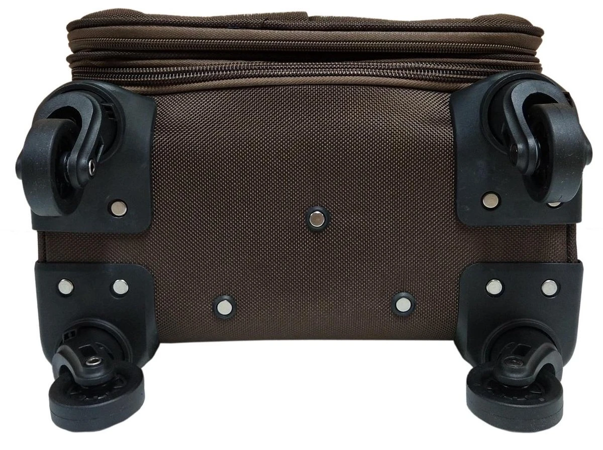 Stoffen Handbagage Koffer 51cm 4 Wielen Trolley - Bruin 8 Stoffen Handbagage Koffer 51cm 4 Wielen Trolley - Bruin - Afbeelding 6