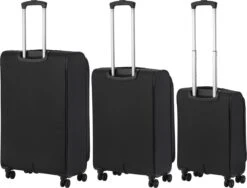 TravelZ Softspinner TSA Kofferset - 3-delige Zachte Trolleyset - Dubbele Wielen En Voorvakken Zwart -Goedkope Bagage Winkel 1200x911