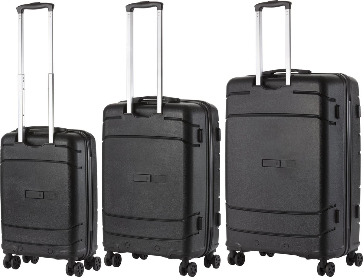 TravelZ Big Bars Kofferset - Trolleyset 3-delig Met TSA-slot - Zwart 4 TravelZ Big Bars Kofferset - Trolleyset 3-delig Met TSA-slot - Zwart - Afbeelding 2