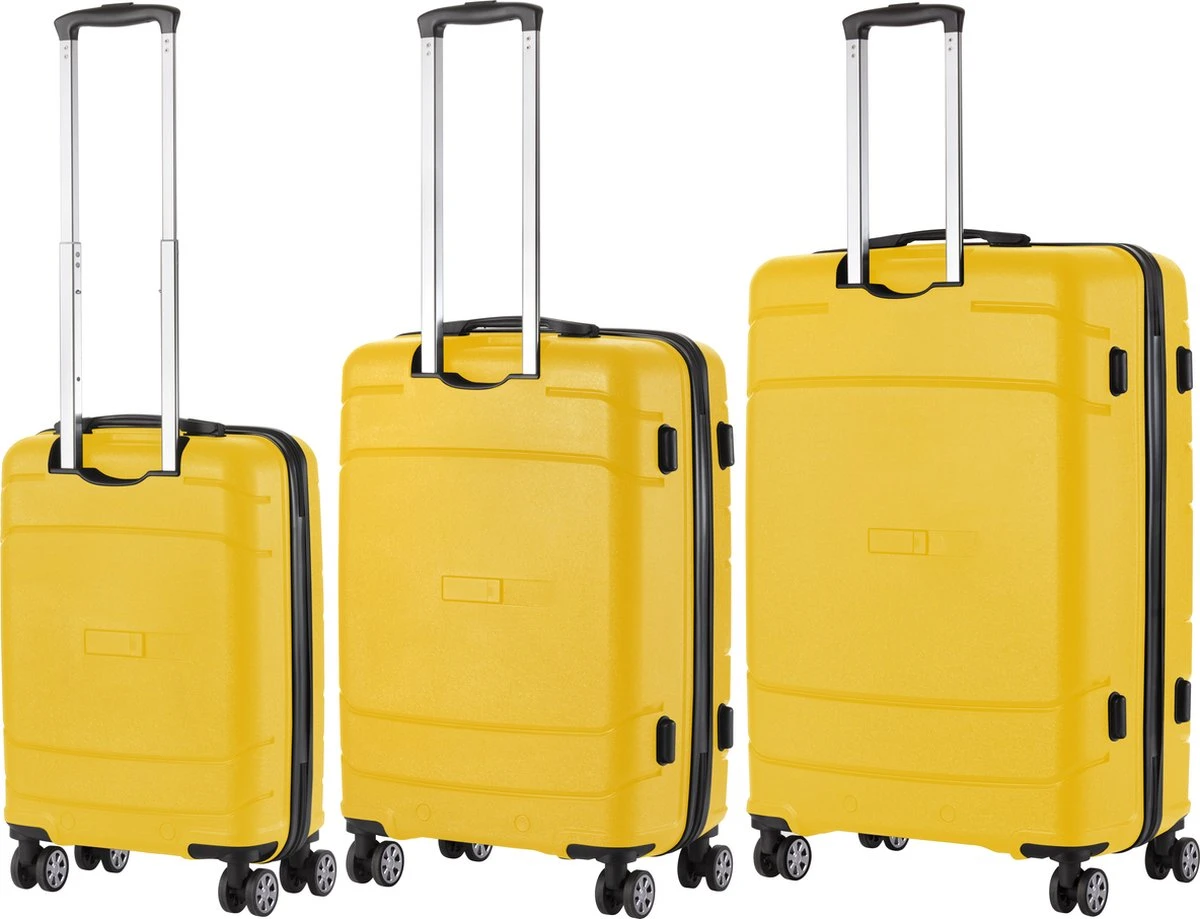TravelZ Big Bars Kofferset - Trolleyset 3-delig Met TSA-slot - Geel 4 TravelZ Big Bars Kofferset - Trolleyset 3-delig Met TSA-slot - Geel - Afbeelding 2
