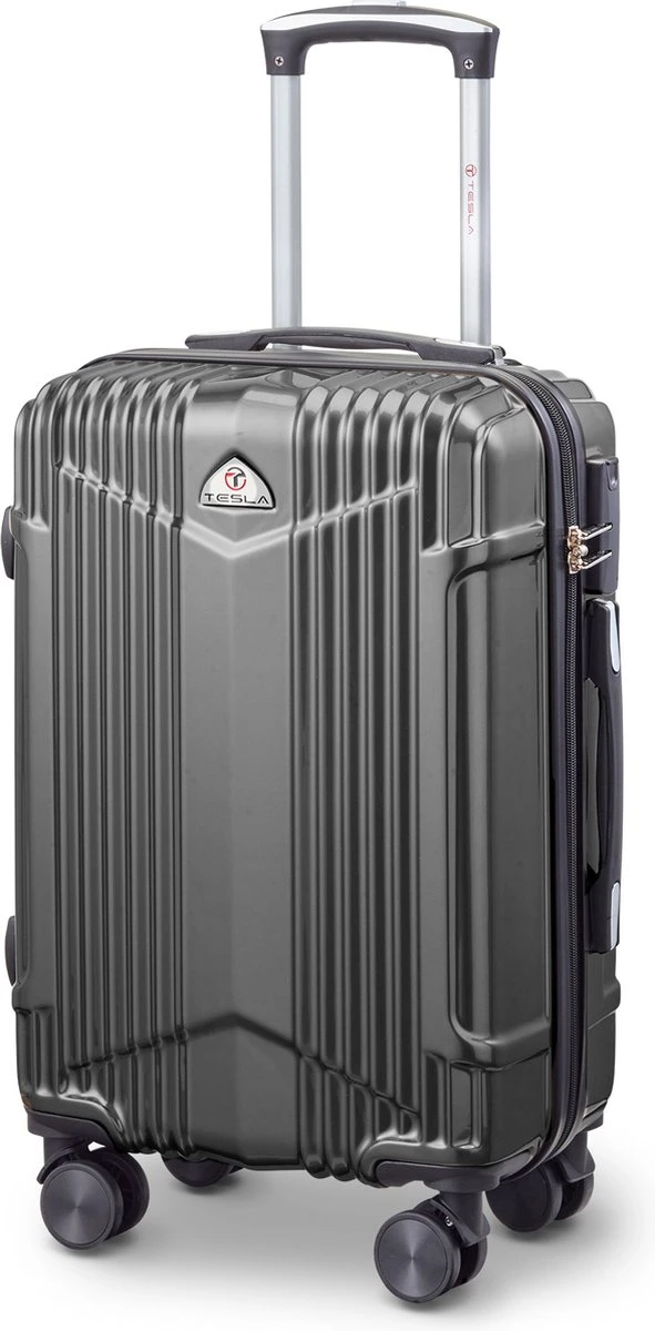 Tesla PC - Handbagage Koffer - 55x35x20 Cm - 4 Wielen - Grijs 3 Tesla PC - Handbagage Koffer - 55x35x20 Cm - 4 Wielen - Grijs